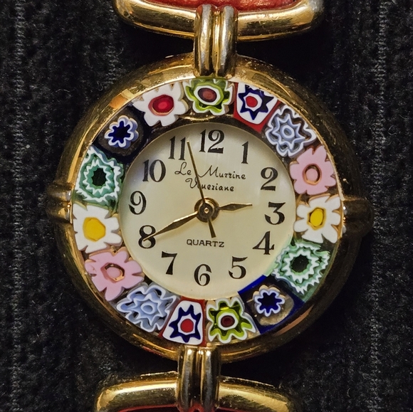 Ladies Murano Millefiori Watch With Leather Band Red - Picture 3 of 3
